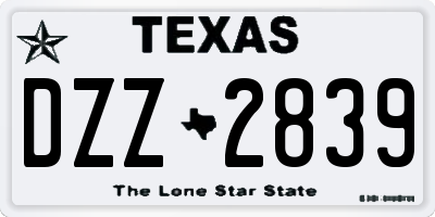 TX license plate DZZ2839