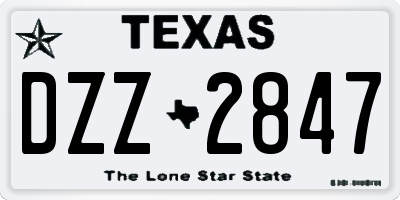TX license plate DZZ2847