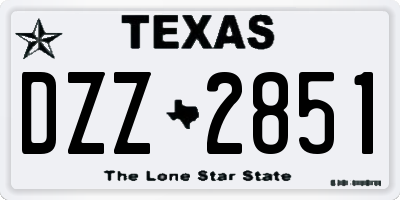 TX license plate DZZ2851