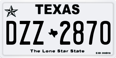 TX license plate DZZ2870