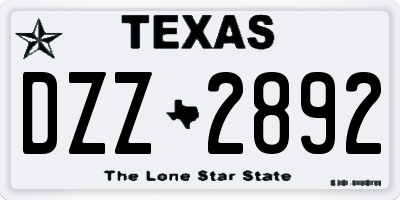 TX license plate DZZ2892