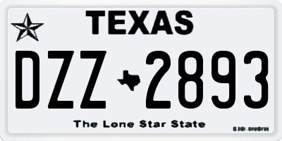 TX license plate DZZ2893