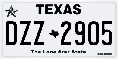 TX license plate DZZ2905