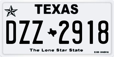 TX license plate DZZ2918