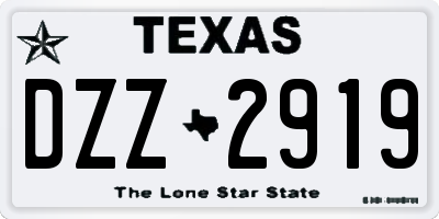 TX license plate DZZ2919