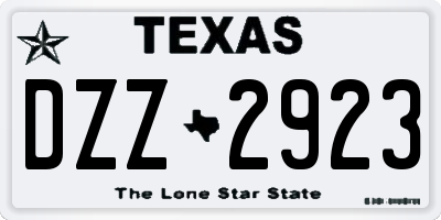 TX license plate DZZ2923