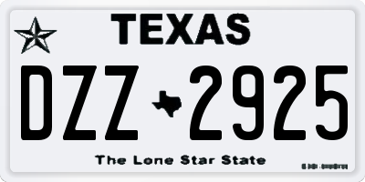 TX license plate DZZ2925