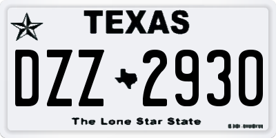 TX license plate DZZ2930