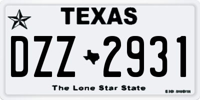 TX license plate DZZ2931