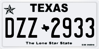 TX license plate DZZ2933