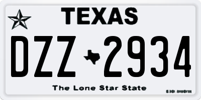 TX license plate DZZ2934