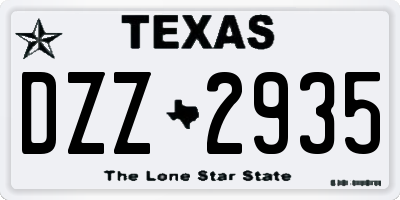 TX license plate DZZ2935