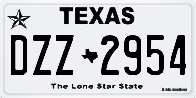 TX license plate DZZ2954