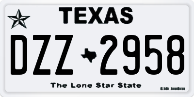 TX license plate DZZ2958