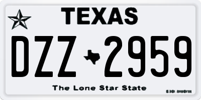 TX license plate DZZ2959