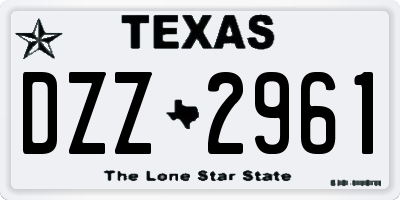 TX license plate DZZ2961