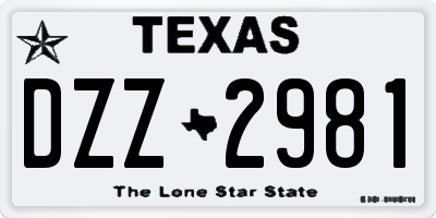 TX license plate DZZ2981