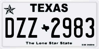 TX license plate DZZ2983