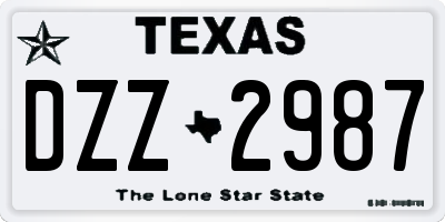 TX license plate DZZ2987