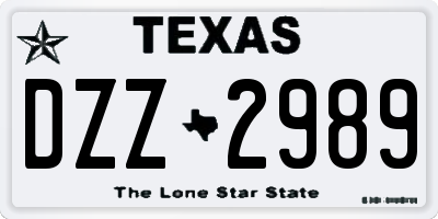 TX license plate DZZ2989