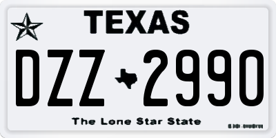 TX license plate DZZ2990