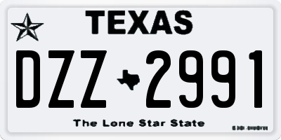 TX license plate DZZ2991