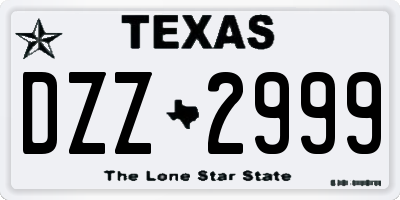 TX license plate DZZ2999