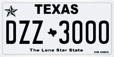 TX license plate DZZ3000