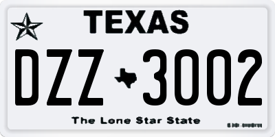 TX license plate DZZ3002