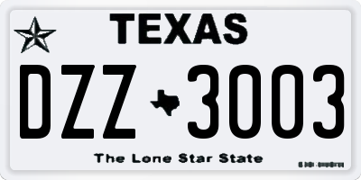 TX license plate DZZ3003