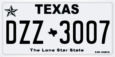 TX license plate DZZ3007