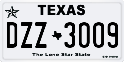TX license plate DZZ3009