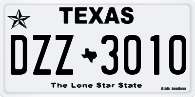 TX license plate DZZ3010