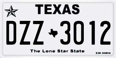 TX license plate DZZ3012