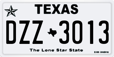 TX license plate DZZ3013