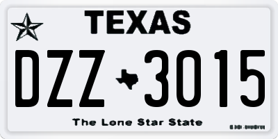 TX license plate DZZ3015