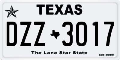 TX license plate DZZ3017