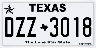 TX license plate DZZ3018