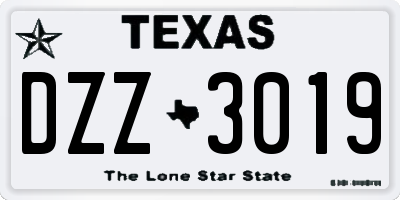 TX license plate DZZ3019