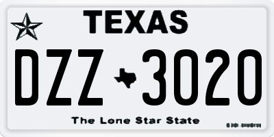 TX license plate DZZ3020