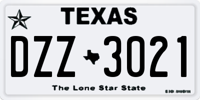 TX license plate DZZ3021