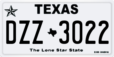 TX license plate DZZ3022