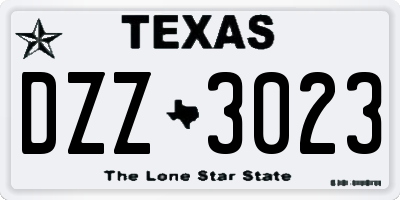 TX license plate DZZ3023