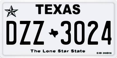 TX license plate DZZ3024