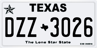 TX license plate DZZ3026