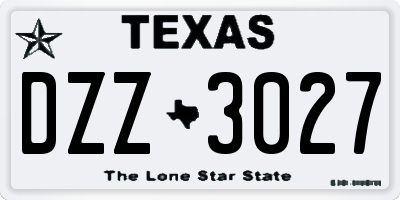 TX license plate DZZ3027