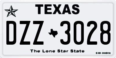 TX license plate DZZ3028