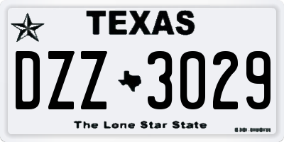 TX license plate DZZ3029