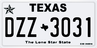 TX license plate DZZ3031