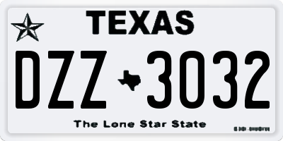 TX license plate DZZ3032